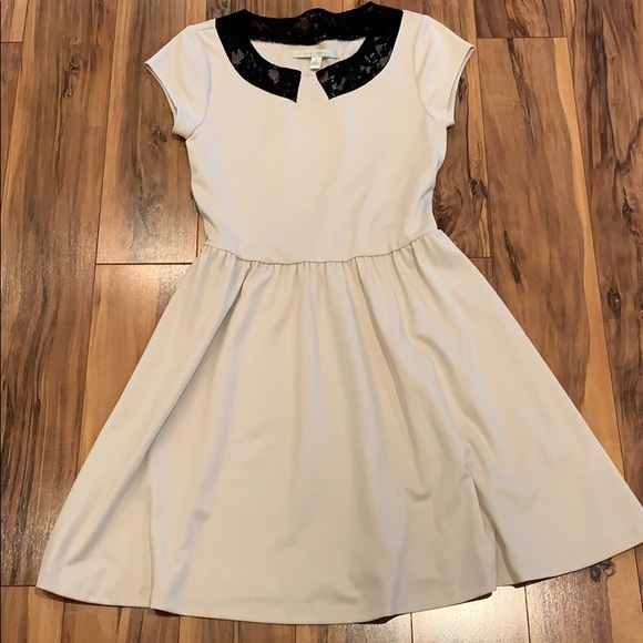 LC Lauren Conrad Black Lace Collar Cream Dress